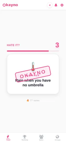 Feed — Hate it? Okayno app screenshot — Feed — Hate it?